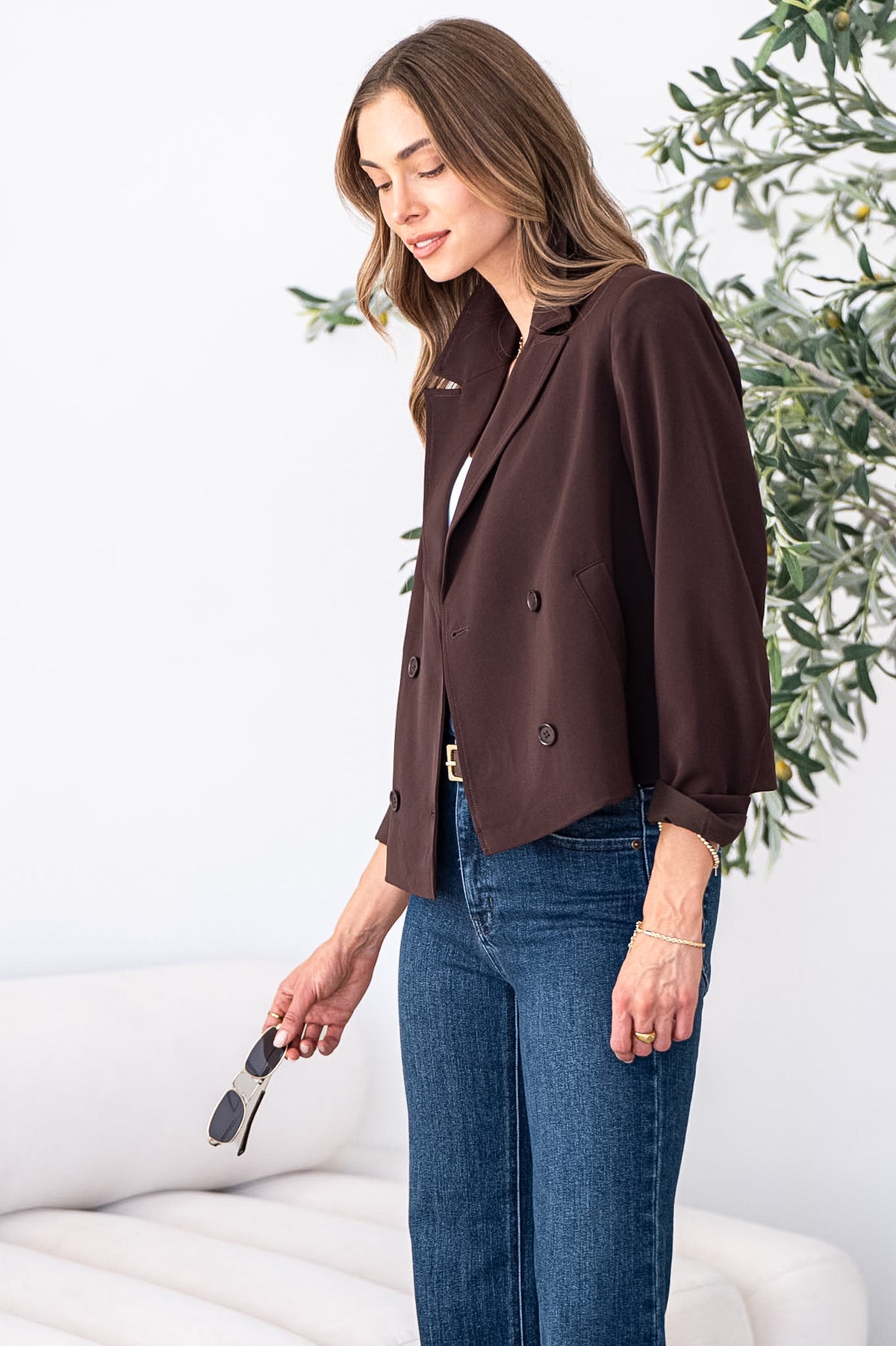 MONTANA CROPPED BLAZER IN COCOA