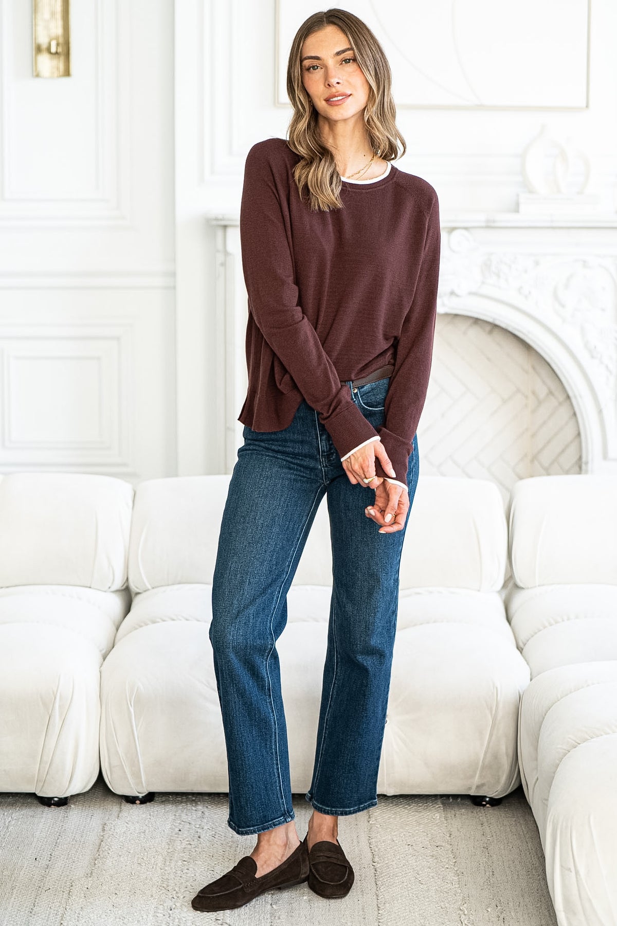 CASSIS DOUBLE LAYER KNIT TOP IN BROWN