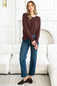 CASSIS DOUBLE LAYER KNIT TOP IN BROWN