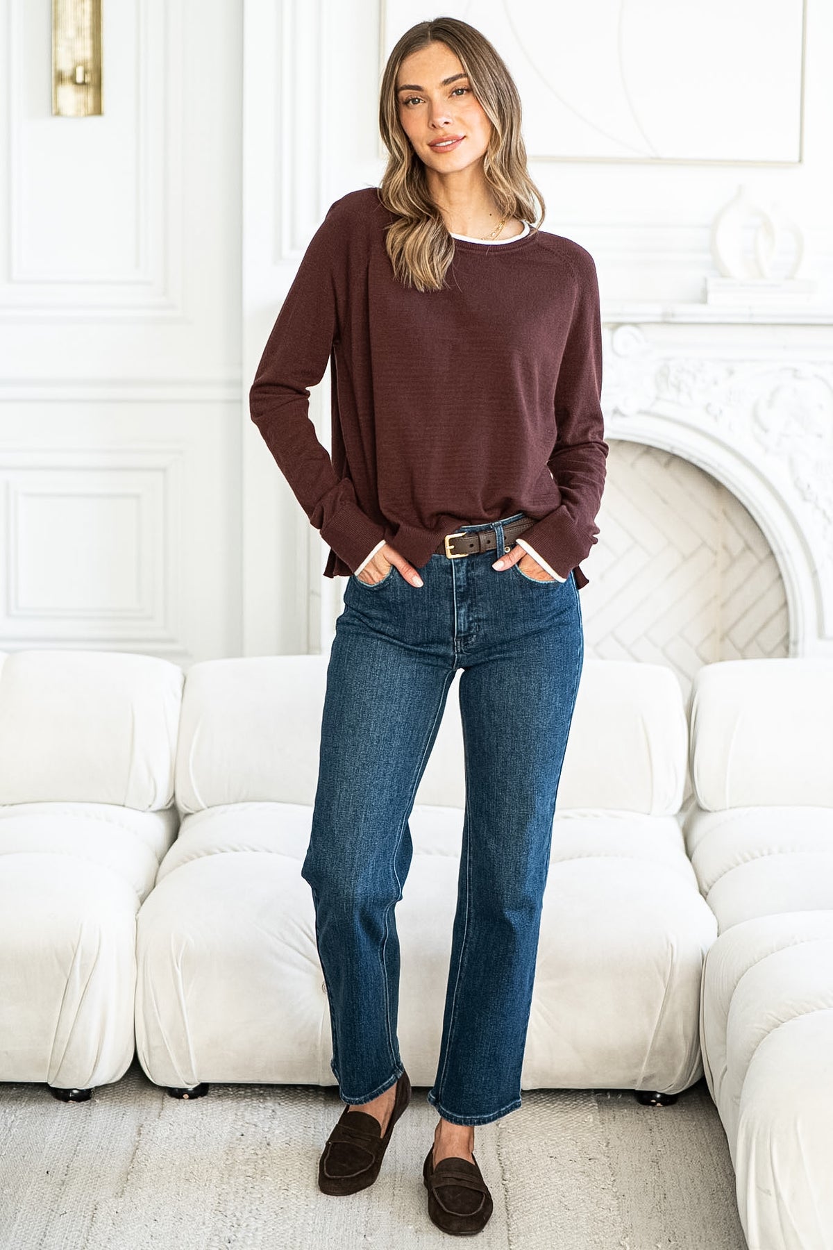 CASSIS DOUBLE LAYER KNIT TOP IN BROWN