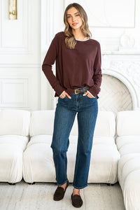 CASSIS DOUBLE LAYER KNIT TOP IN BROWN