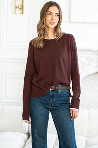 CASSIS DOUBLE LAYER KNIT TOP IN BROWN