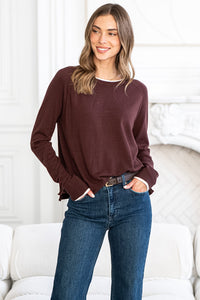 CASSIS DOUBLE LAYER KNIT TOP IN BROWN