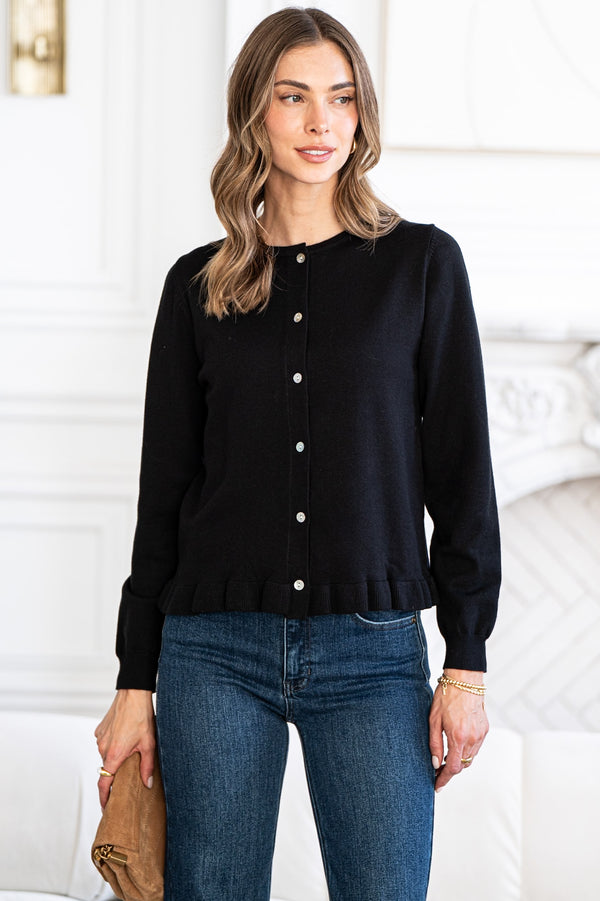 PINCH ME RUFFLE BOTTOM CARDIGAN