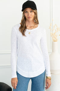 SOTO RIB MIX CREWNECK LONG SLEEVE TEE-WH