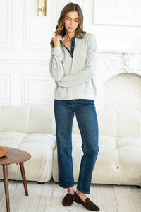 THEORY TOP WITH CONTRAST DENIM POLO