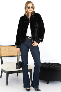 AMBRA FAUX FUR JACKET IN BLACK