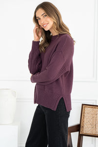 HELIX COTTON SWEATER IN GRAPE