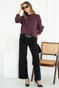 HELIX COTTON SWEATER IN GRAPE