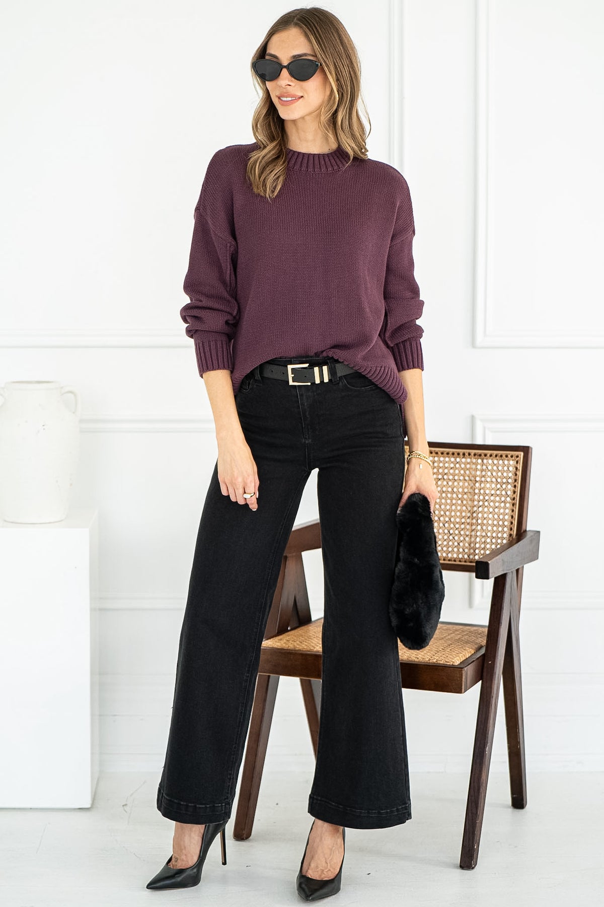 HELIX COTTON SWEATER IN GRAPE