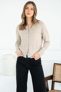AVIVA LACE TRIM PEARL BUTTON CARDIGAN