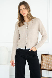 AVIVA LACE TRIM PEARL BUTTON CARDIGAN