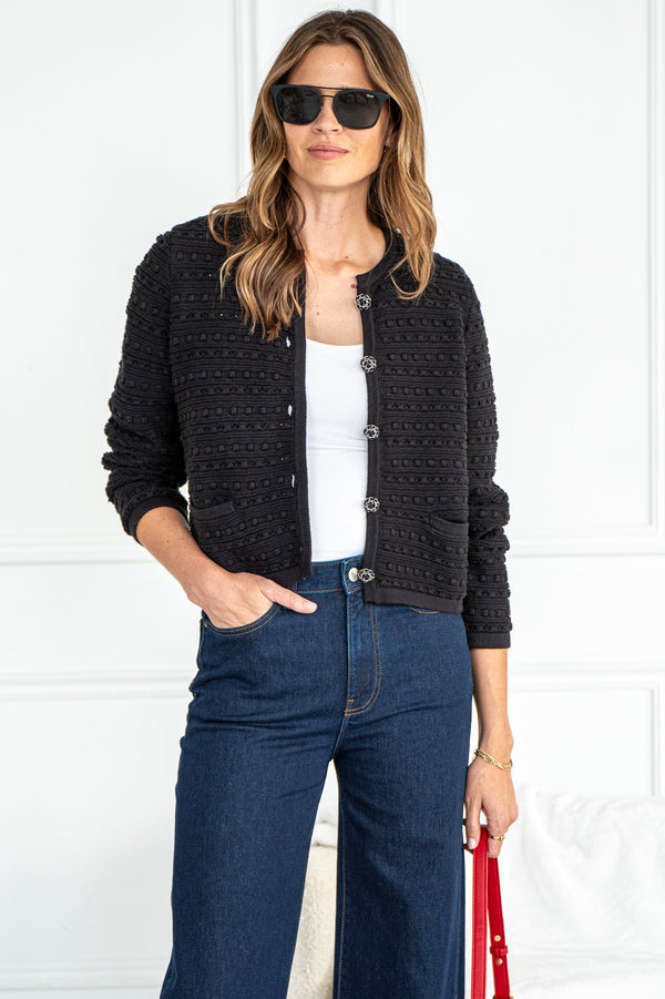 EVERY MOMENT COUNTS CARDIGAN-BK