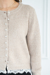 AVIVA LACE TRIM PEARL BUTTON CARDIGAN