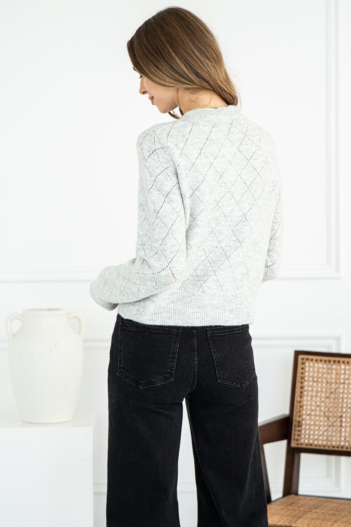 LACEY CRYSTAL HEART BUTTON CARDIGAN