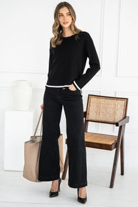 BIRDIE STRIPE TRIM SWEATER
