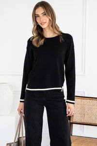 BIRDIE STRIPE TRIM SWEATER