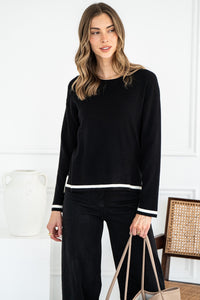 BIRDIE STRIPE TRIM SWEATER