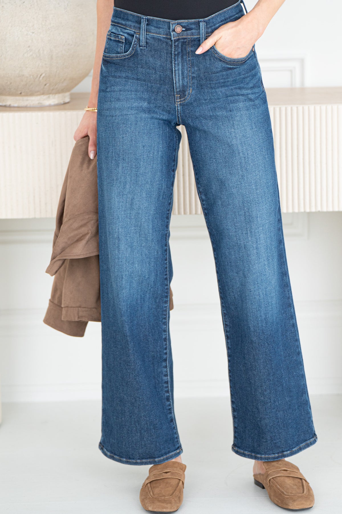 OAKLEY SLIM WIDE LEG JEANS-DB