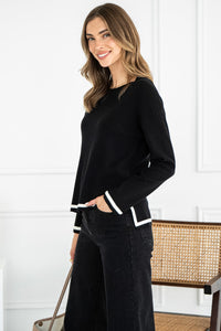 BIRDIE STRIPE TRIM SWEATER