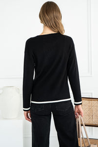 BIRDIE STRIPE TRIM SWEATER