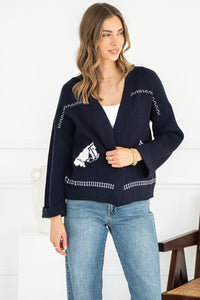 HORSE PRINT OPEN CARDIGAN