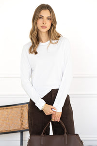 STORM COTTON L/S TEE IN WHITE