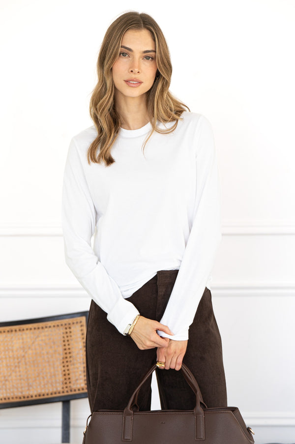 STORM COTTON L/S TEE IN WHITE