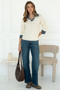 ELTON DENIM DETAIL SWEATER