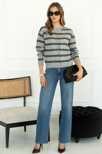 REMIEL STRIPE CARDIGAN WITH FANCY BUTTONS