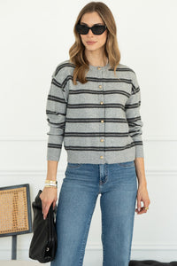 REMIEL STRIPE CARDIGAN WITH FANCY BUTTONS