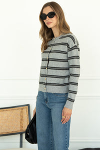REMIEL STRIPE CARDIGAN WITH FANCY BUTTONS