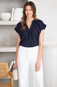 SUN CHASER LINEN BLEND BLOUSE