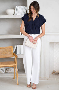 SUN CHASER LINEN BLEND BLOUSE