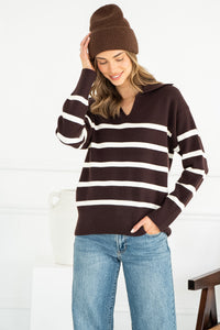 BELLA STRIPE POLO SWEATER