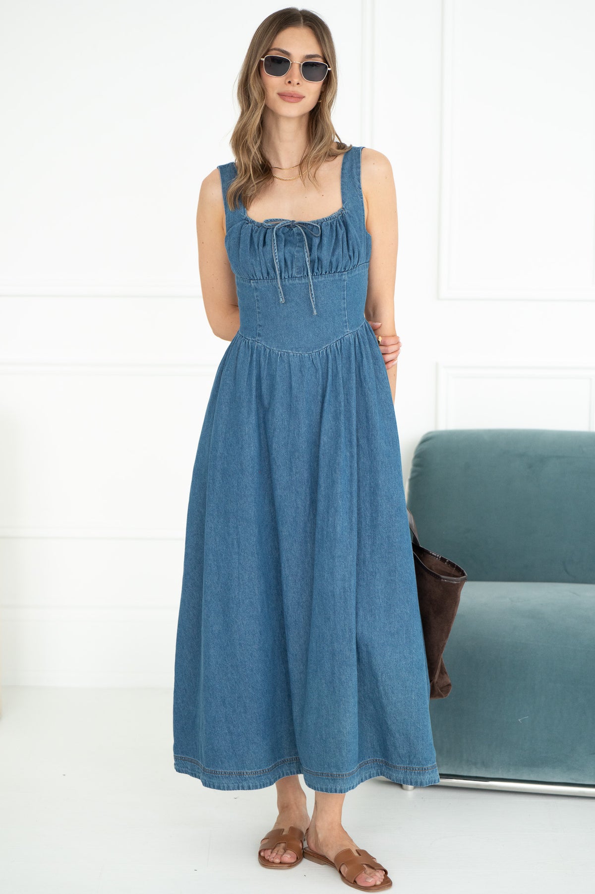 CALL ME LATER DENIM DRESS