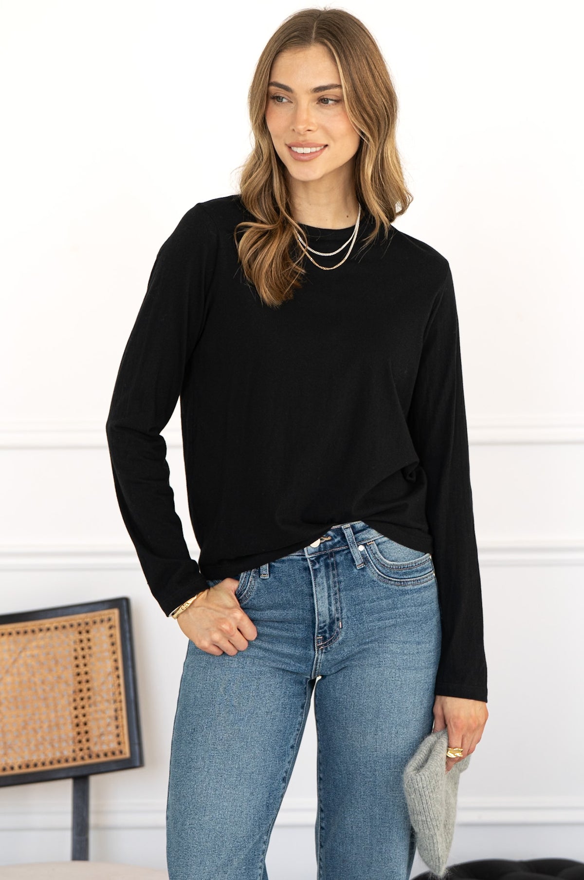 STORM COTTON L/S TEE IN BLACK