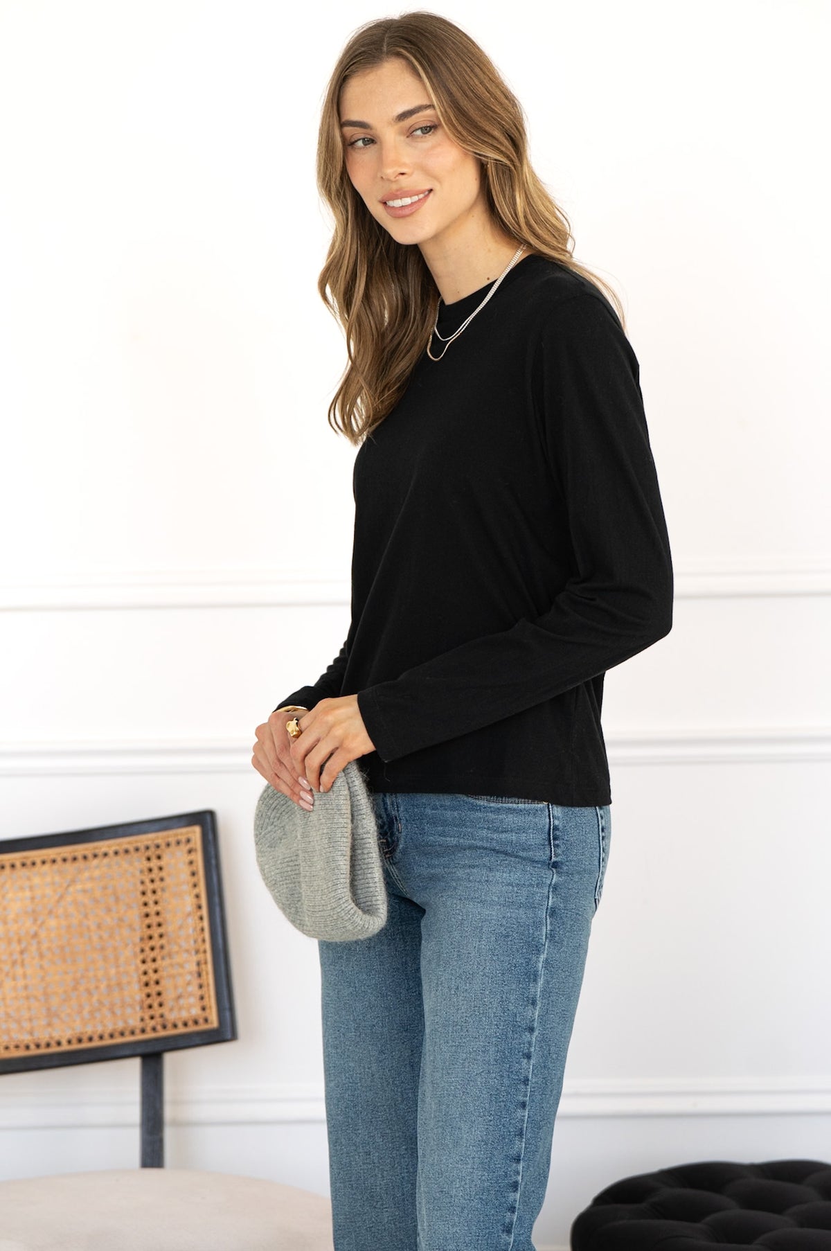 STORM COTTON L/S TEE IN BLACK