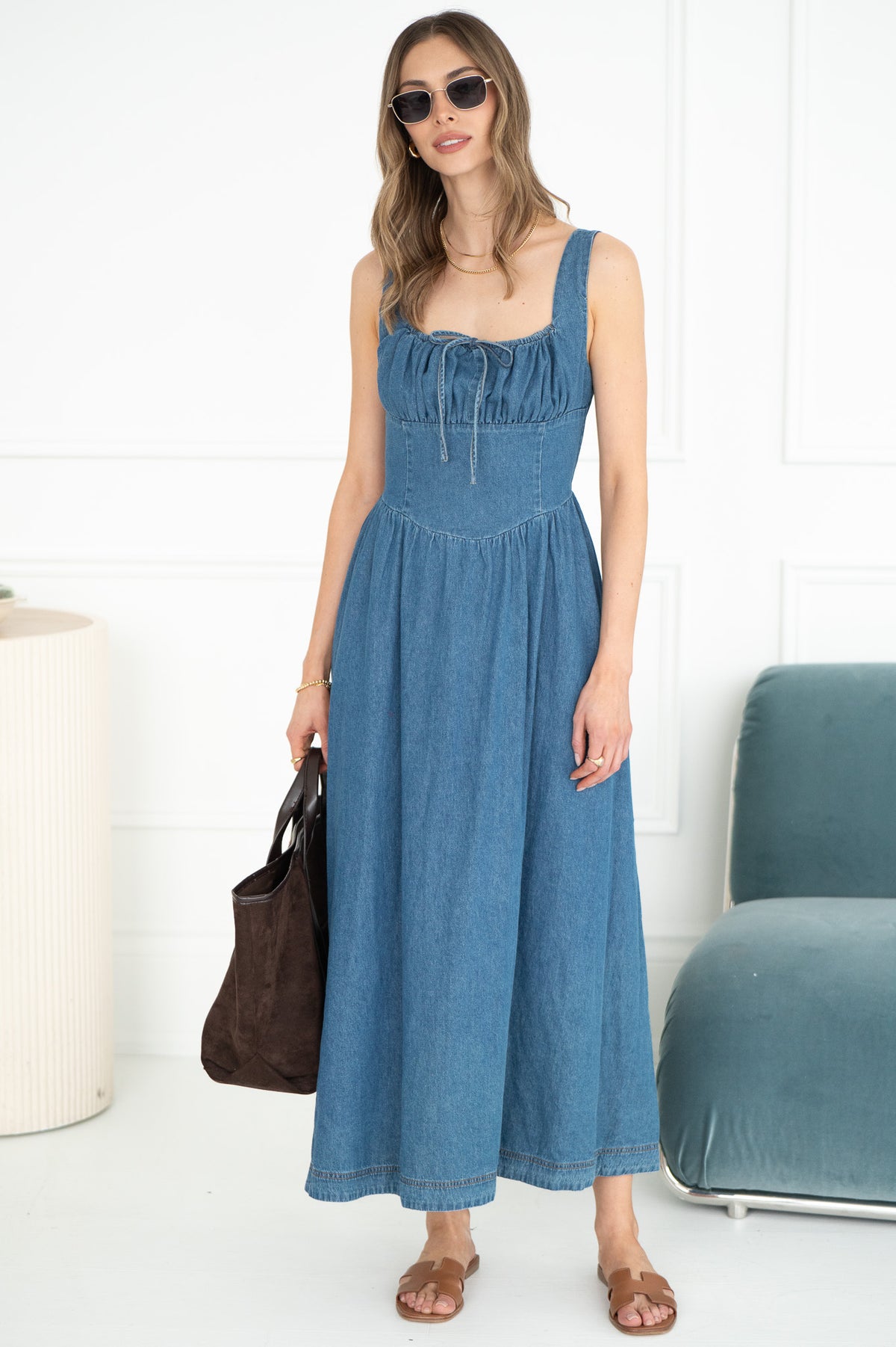 CALL ME LATER DENIM DRESS
