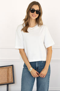 RILEY COTTON CREW NECK TEE IN WHITE