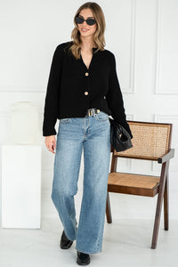 KLEA COTTON CARDIGAN IN BLACK