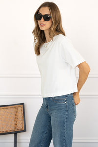 RILEY COTTON CREW NECK TEE IN WHITE