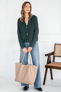 KLEA COTTON CARDIGAN IN EVERGREEN