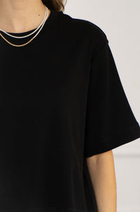 RILEY COTTON CREW NECK TEE IN BLACK