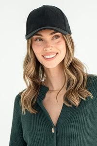 SUEDE BASEBALL HAT IN BLACK