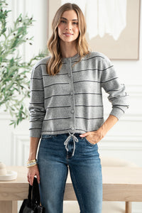 LASZLO STRIPE CARDIGAN WITH DRAWSTRING