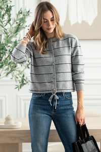 LASZLO STRIPE CARDIGAN WITH DRAWSTRING