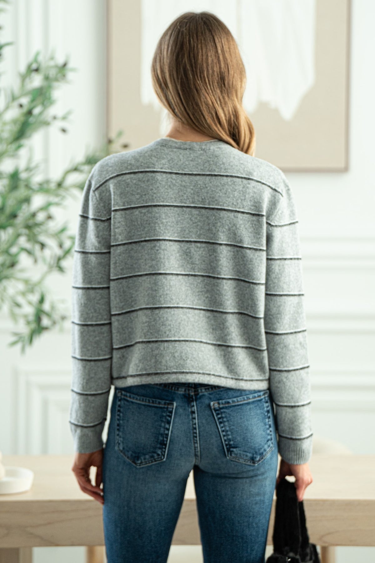 LASZLO STRIPE CARDIGAN WITH DRAWSTRING