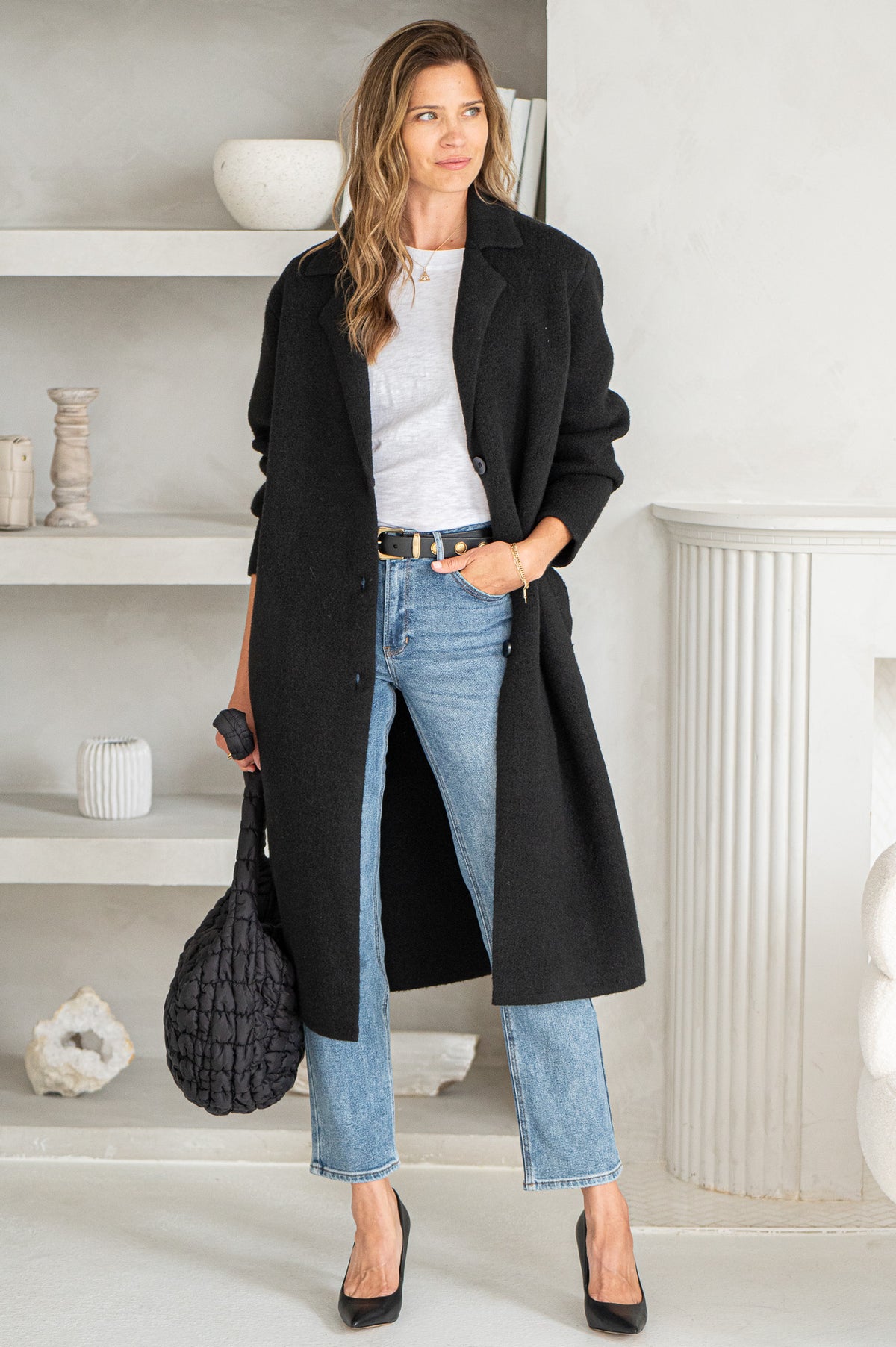 VICTORIA KNIT COAT-BK