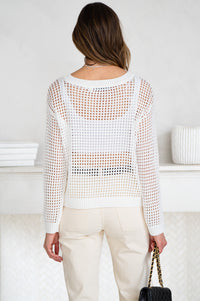 BY THE SEA COTTON CROCHET KNIT TOP-WH